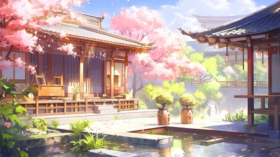古风樱花庭院