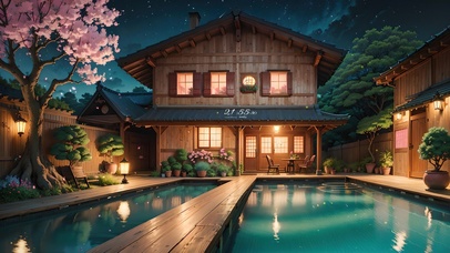 4K唯美古风樱花国风庭院