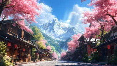 唯美樱花小镇街道