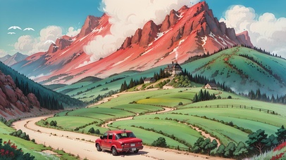 山间小路上的汽车