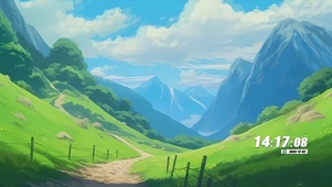护眼蓝天白云青山