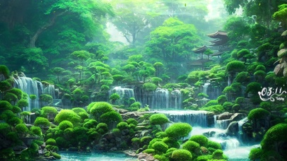 护眼古风瀑布群