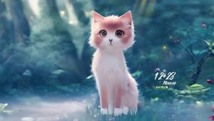 可爱草地猫咪