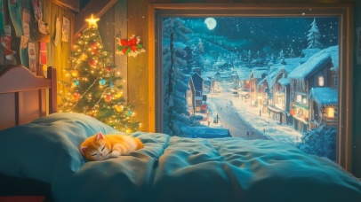 圣诞夜温馨卧室