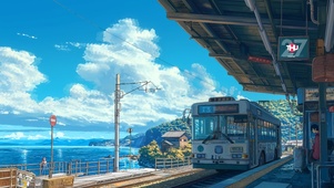 海边的公交站台