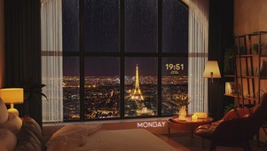 巴黎舒适的卧室雨夜