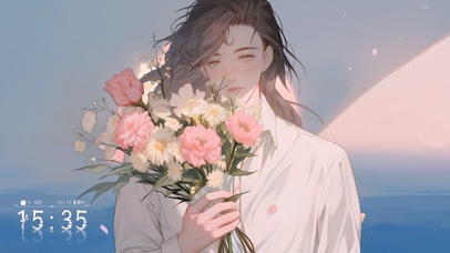 4K  暖系捧花少年