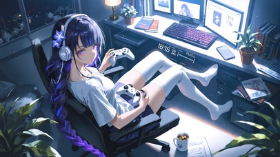 可爱白丝电竞少女