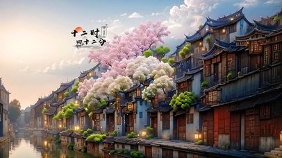 4k浪漫小镇樱花