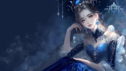 手绘美女冰蓝公主