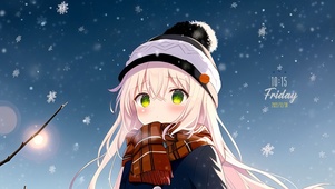 4k雪花治愈女孩