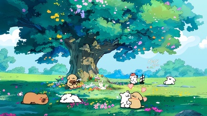 树荫下快乐小狗