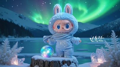 可爱蓝色拉布布