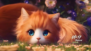 可爱草地猫咪