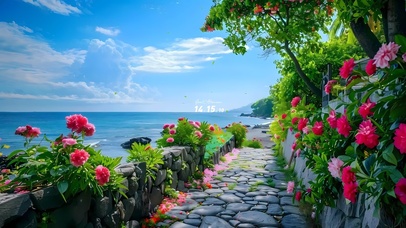 4k大海边鲜花
