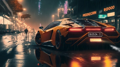 雨天街头跑车
