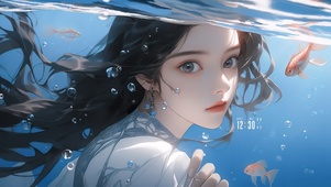 4K唯美古风汉服气质海底少女