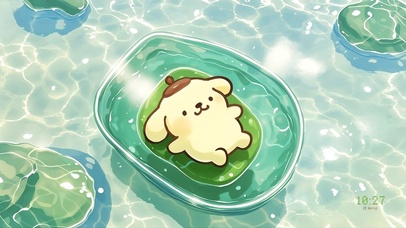 夏日河上乘凉的布丁狗