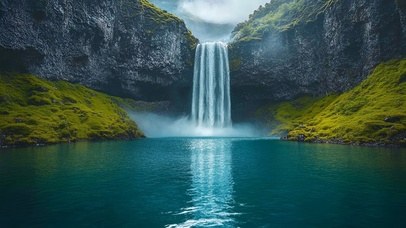 青山垂瀑静水深流
