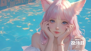 泳池狐耳美女