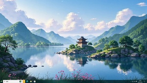 宁静古风湖景主题