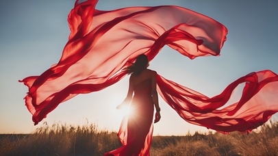 4K红绸美女背影