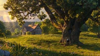 静谧唯美树下风景