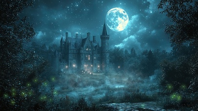 月下神秘古堡