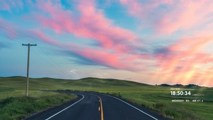 4k 治愈唯美夕阳草原公路