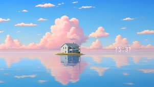 湖面一座小房
