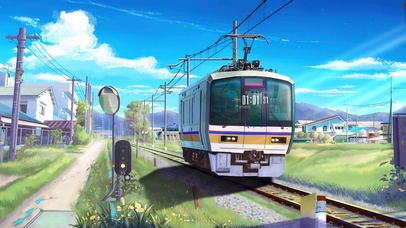 4K唯美治愈夏日动漫村庄车站