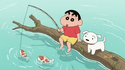 可爱夏日垂钓小新