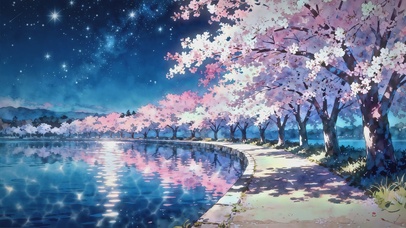星夜樱湖