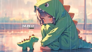 雨中恐龙小萝莉