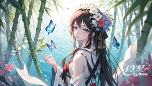 竹间汉服少女
