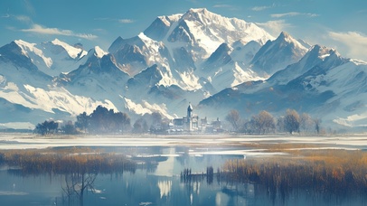 雪山下的城堡废墟