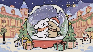 水晶球里的线条小狗