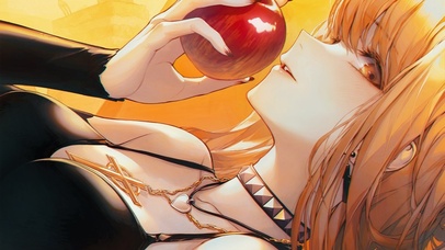 吃苹果的美少女