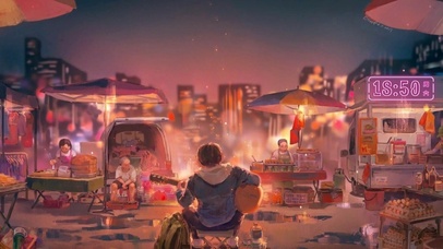 霓虹灯下的吉他