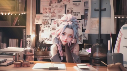 唯美清新粉色可爱Q版金克斯