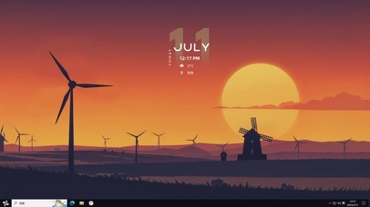 唯美风车田野-夕阳