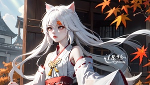 可爱白狐少女