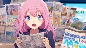 大眼女孩看报纸