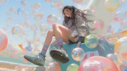 4k 唯美可爱炫彩少女