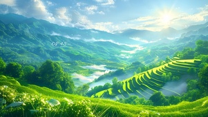 绿色梯田山水