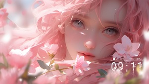 4K 花中的少女