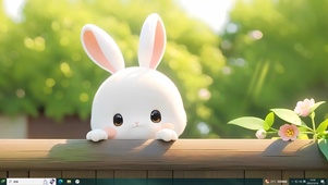 栏杆前小兔