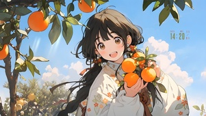 橘子树下女孩