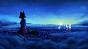 唯美治愈星空少女猫