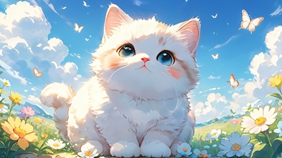 花丛中的可爱小猫